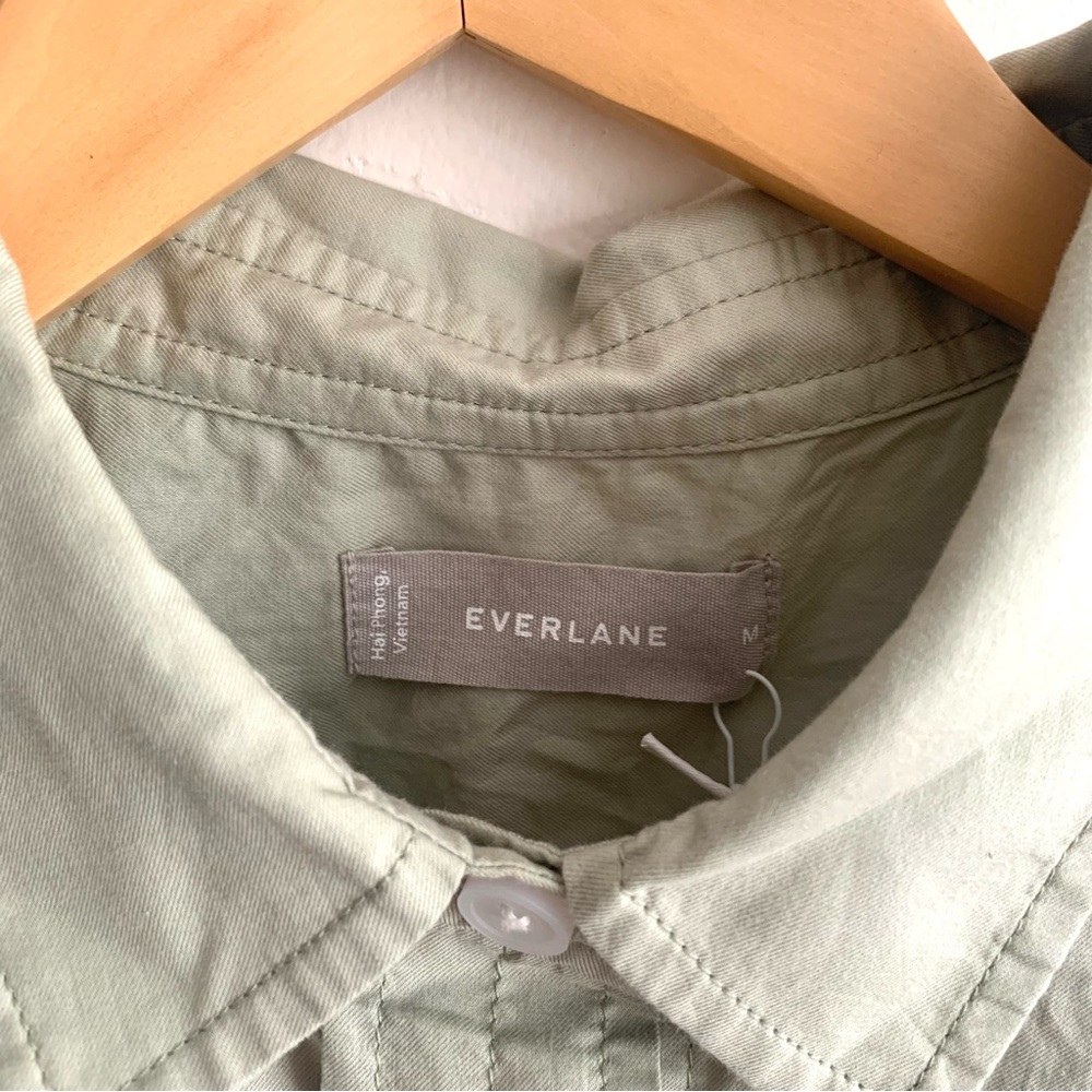 New Everlane The Silky Cotton Way Short Shirt in Laurel Green Size Medium - Picture 6 of 13